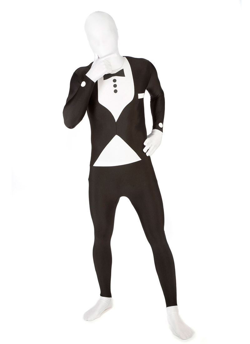 Black Lycra Tuxedo Morphsuit Bodysuit